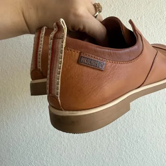 Pikolinos Pyrgos Laceless Slip On Oxford Shoes in Tan Brown Leather size 36 - Picture 9 of 13